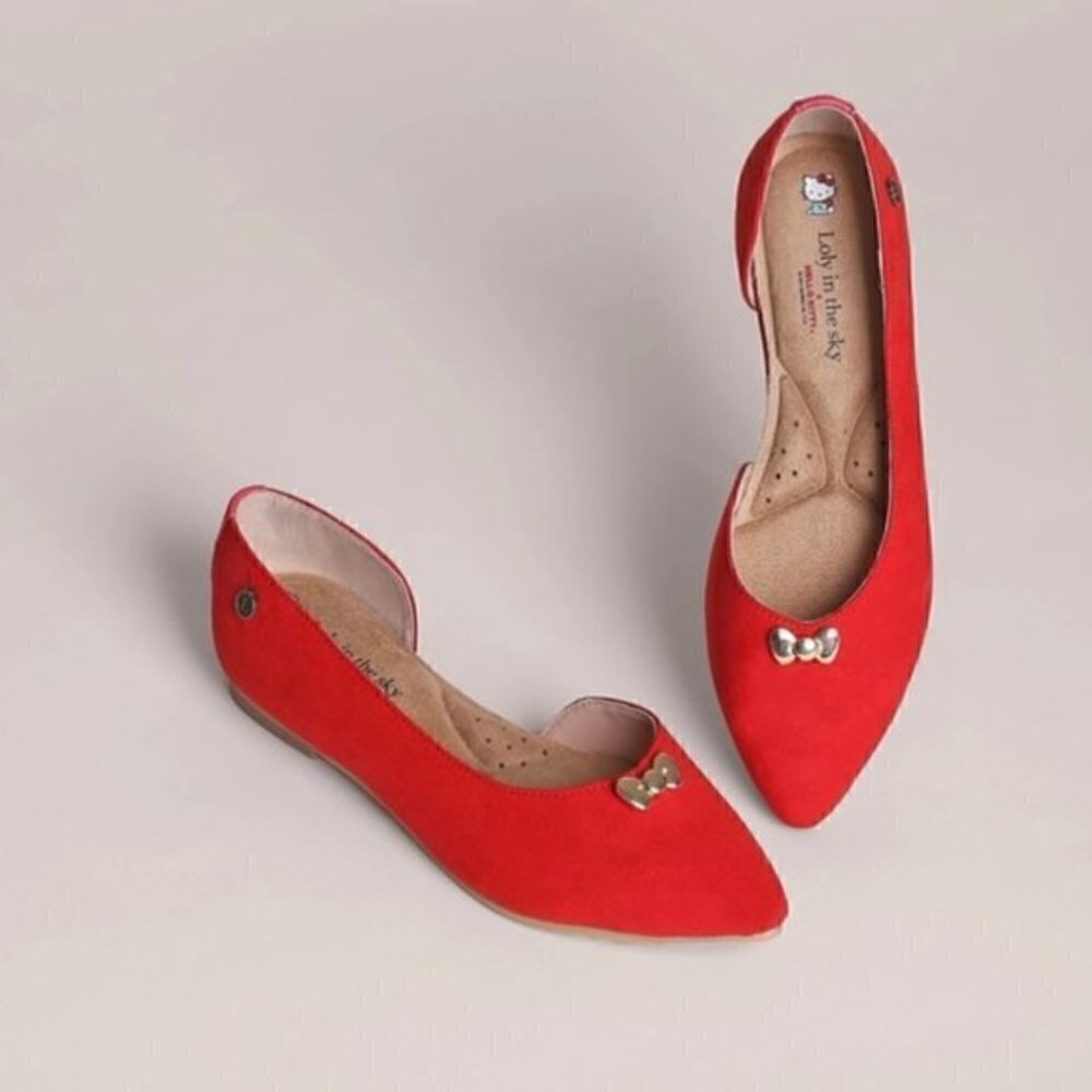 Loly in the Sky x Hello Kitty Red Suede Loafer Flats Size 5 NEW - Picture 2 of 10